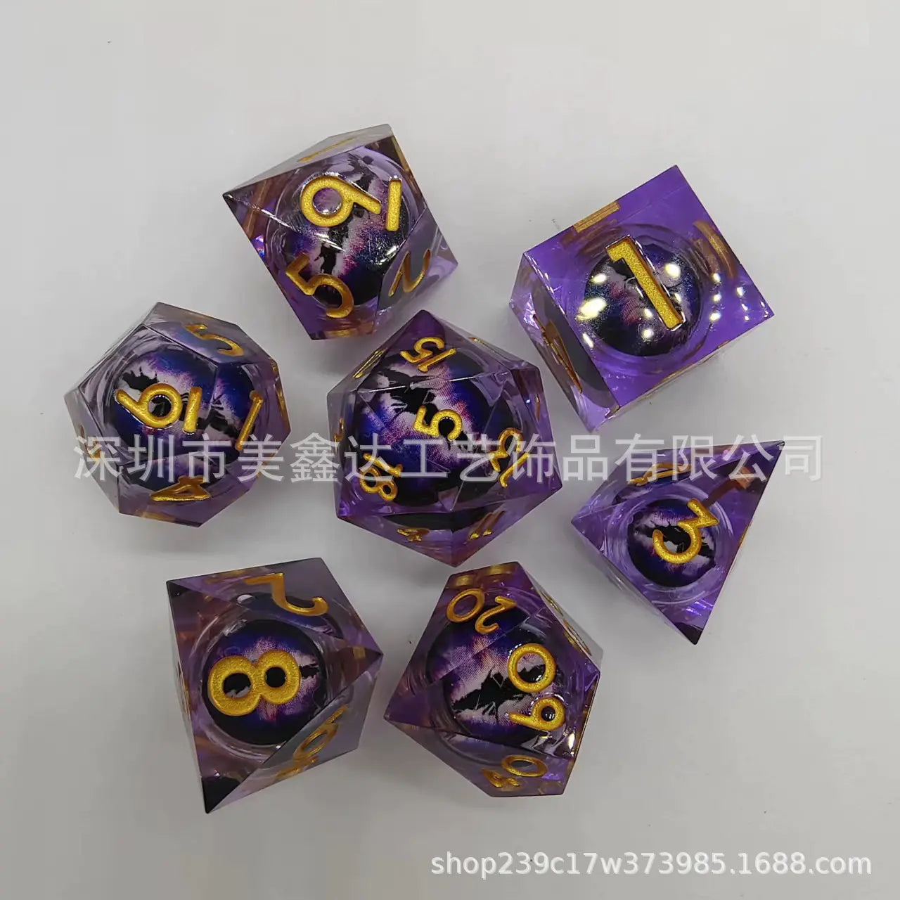 New Sharp Corner Resin Dice with Rotating Dragon Eye